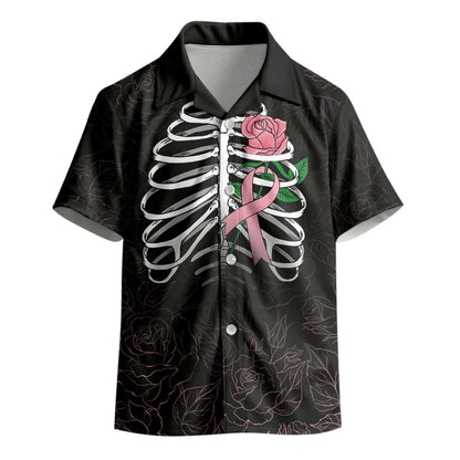 In October We Wear Pink Kid Hawaiian Shirt Skull and Roses - Black