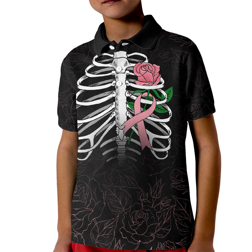In October We Wear Pink Kid Polo Shirt Skull and Roses - Black