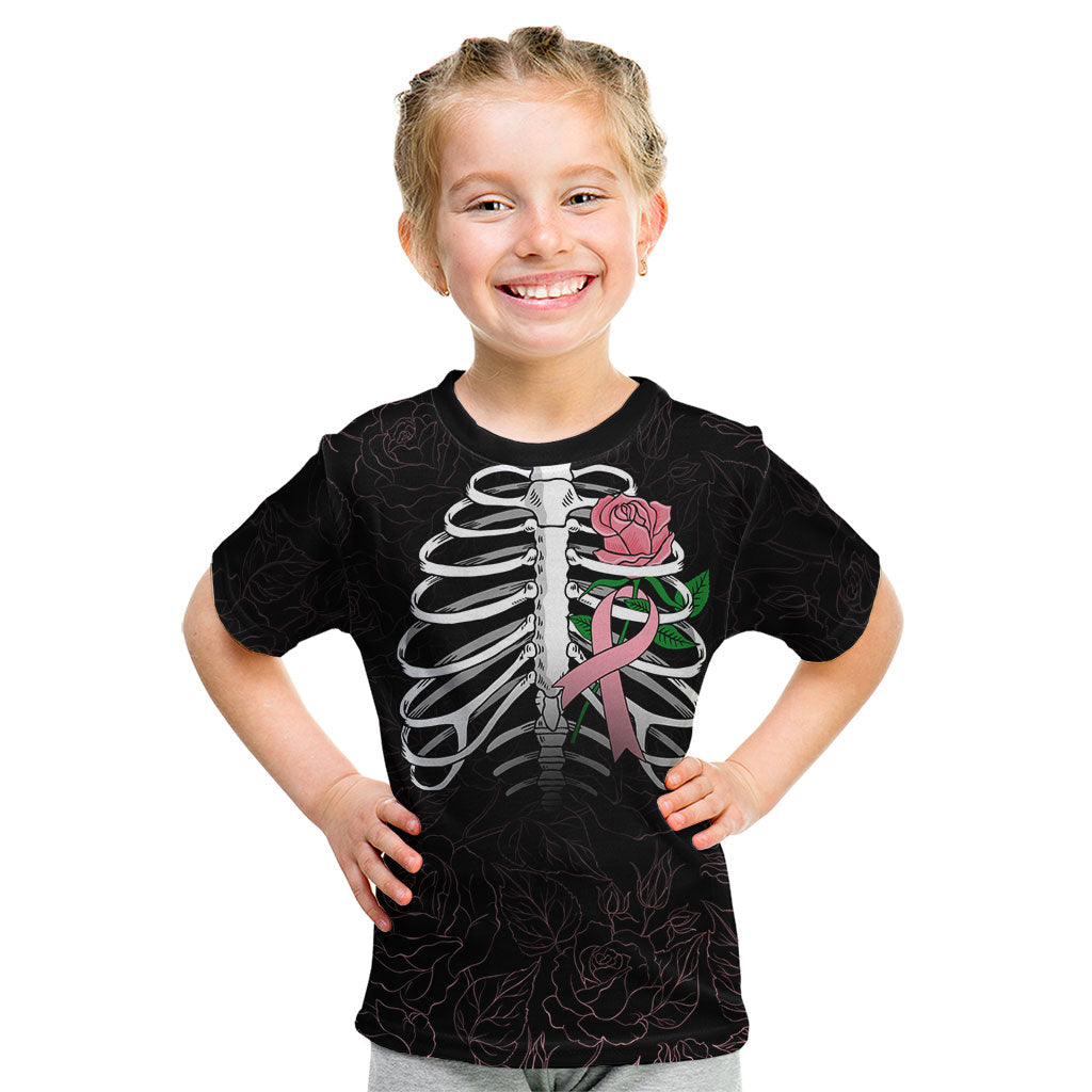 In October We Wear Pink Kid T Shirt Skull and Roses - Black