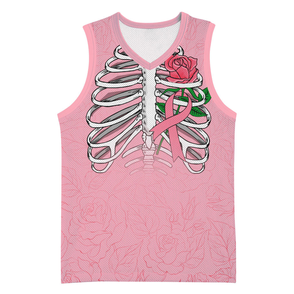 In October We Wear Pink Basketball Jersey Skull and Roses - Pink