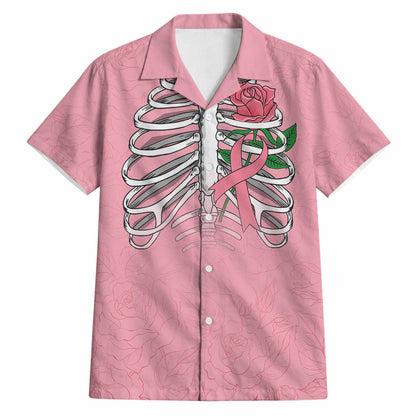 In October We Wear Pink Hawaiian Shirt Skull and Roses - Pink