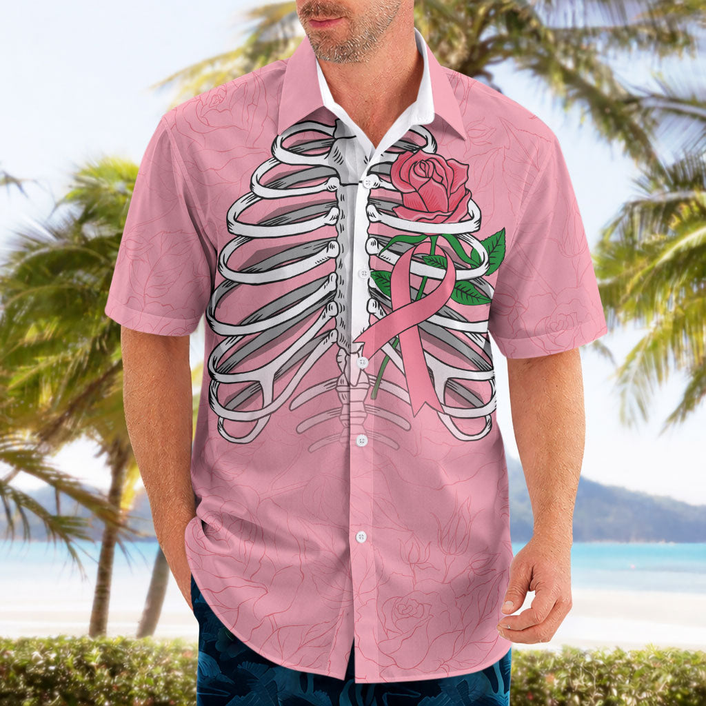 In October We Wear Pink Hawaiian Shirt Skull and Roses - Pink