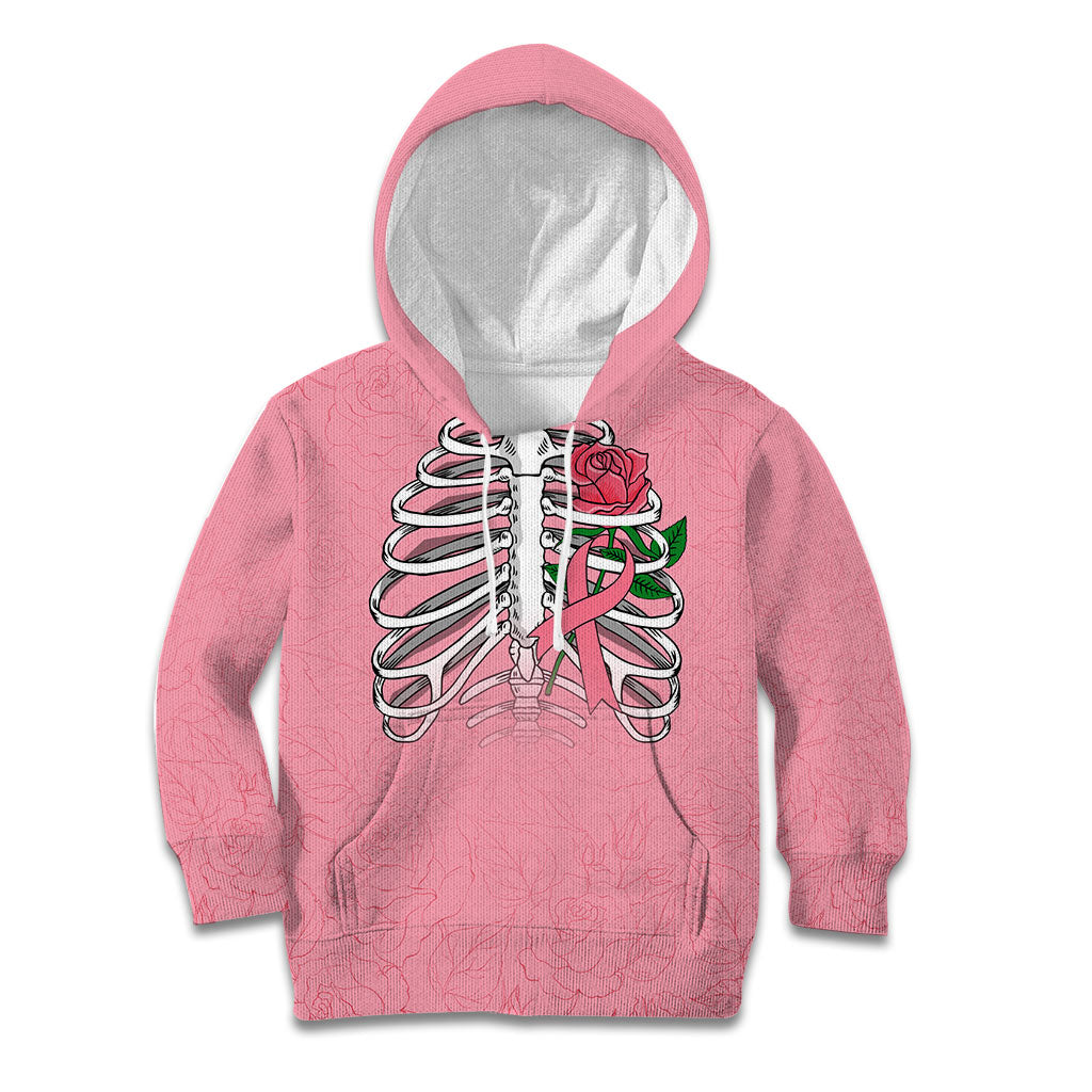 In October We Wear Pink Kid Hoodie Skull and Roses - Pink