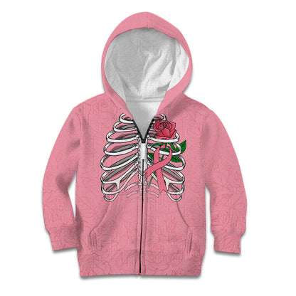 In October We Wear Pink Kid Hoodie Skull and Roses - Pink