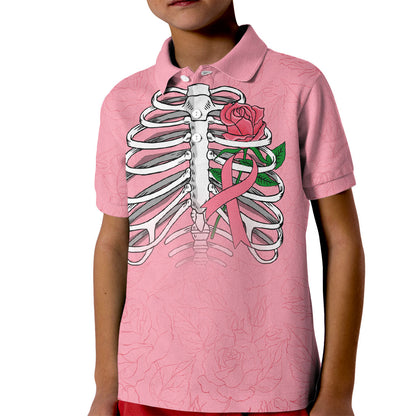 In October We Wear Pink Kid Polo Shirt Skull and Roses - Pink