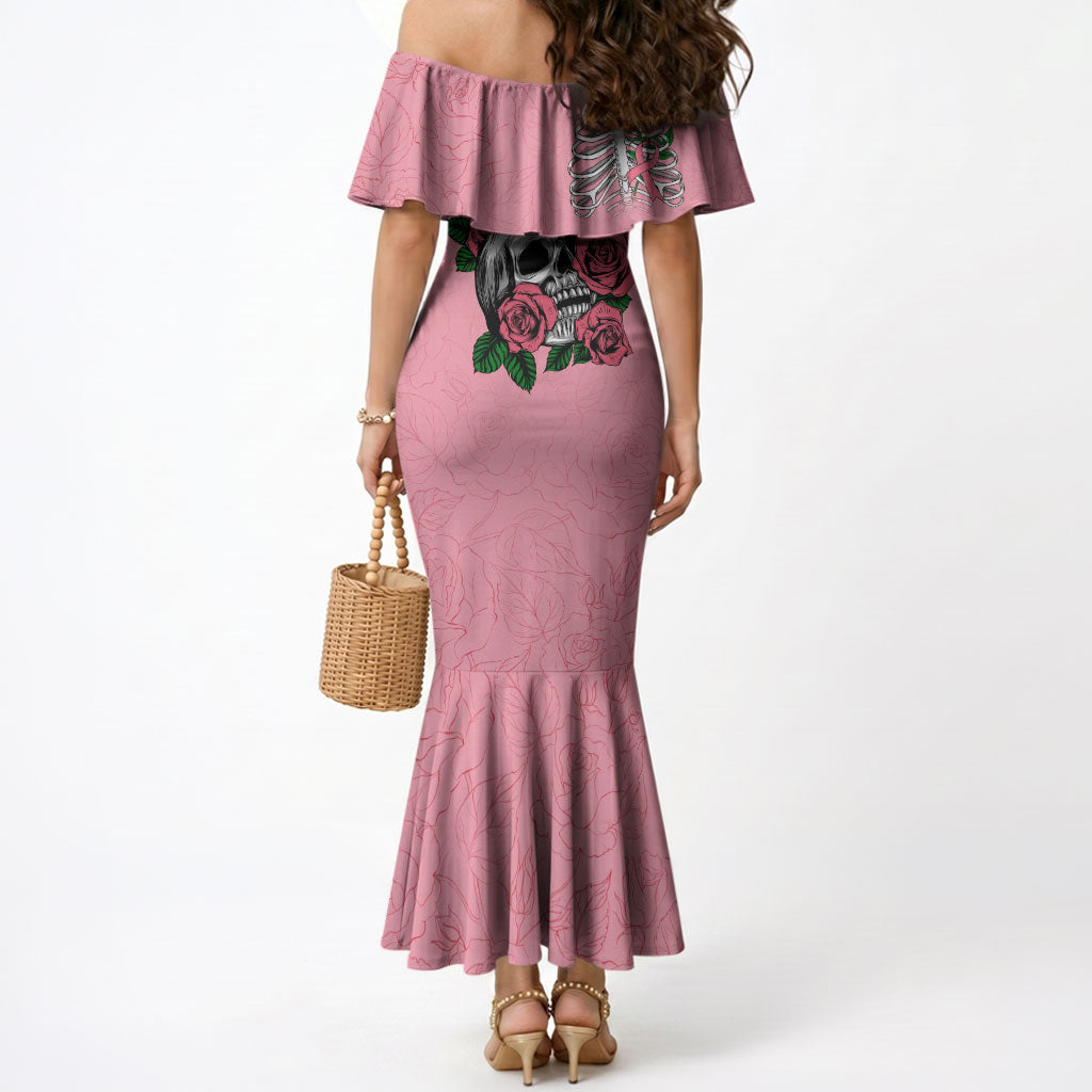 In October We Wear Pink Mermaid Dress Skull and Roses - Pink
