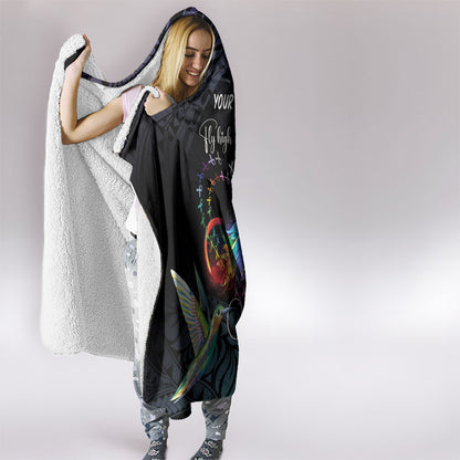 Polynesian Hummingbird - Fly High Until We Meet Again Personalized Hooded Blanket