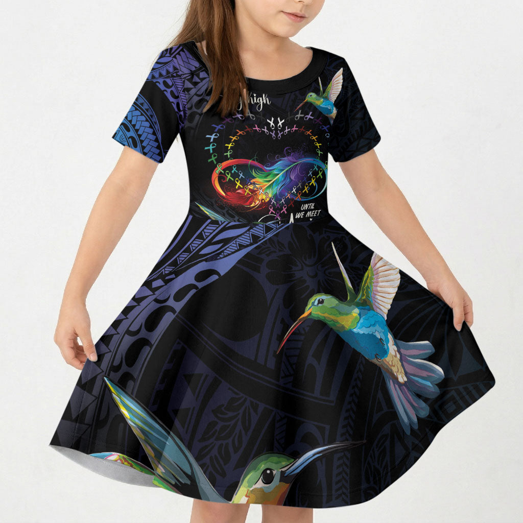Polynesian Hummingbird - Fly High Until We Meet Again Personalized Kid Short Sleeve Dress
