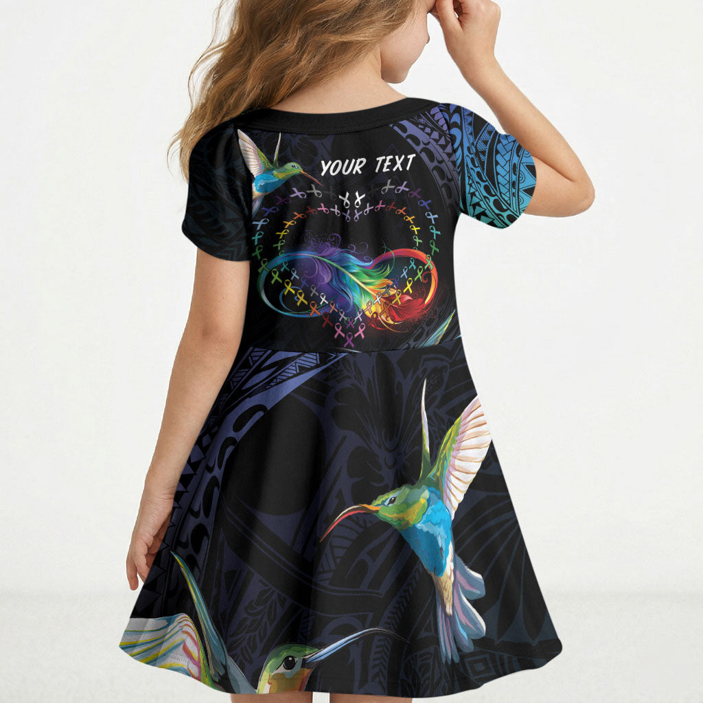 Polynesian Hummingbird - Fly High Until We Meet Again Personalized Kid Short Sleeve Dress