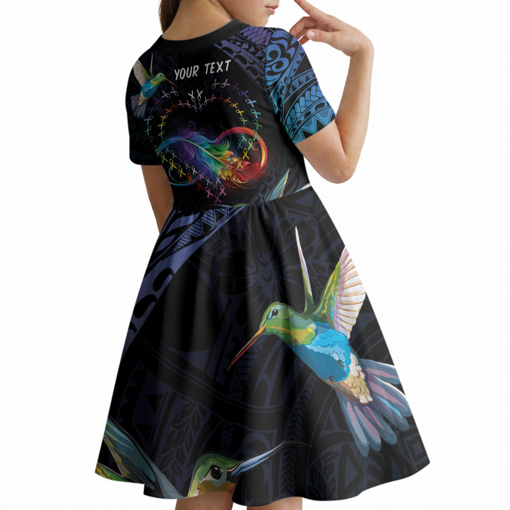 Polynesian Hummingbird - Fly High Until We Meet Again Personalized Kid Short Sleeve Dress