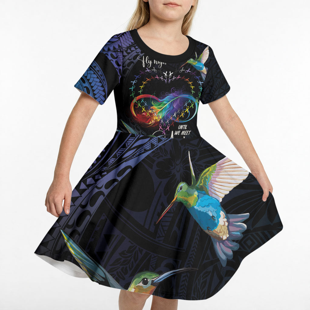 Polynesian Hummingbird - Fly High Until We Meet Again Personalized Kid Short Sleeve Dress