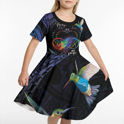 Polynesian Hummingbird - Fly High Until We Meet Again Personalized Kid Short Sleeve Dress