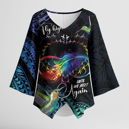 Polynesian Hummingbird - Fly High Until We Meet Again Personalized Kimono Sleeve Blouse