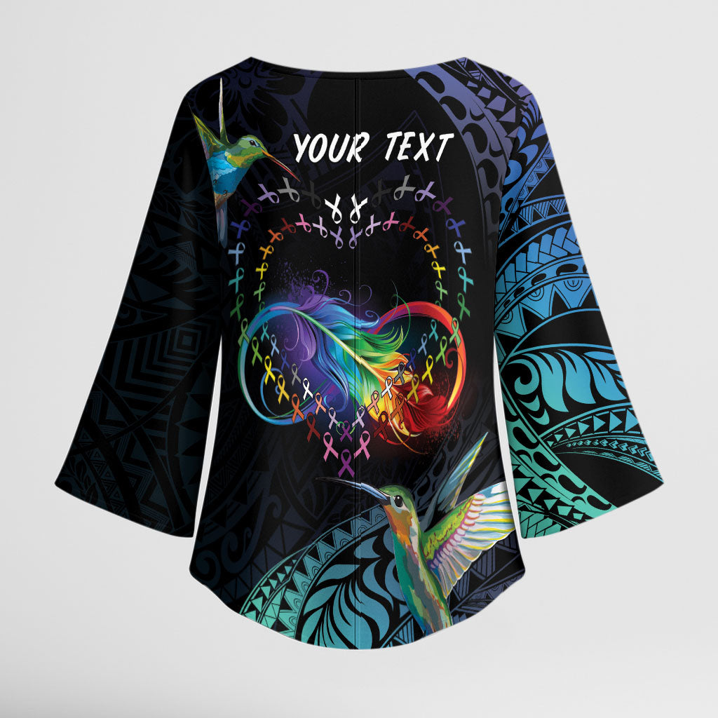 Polynesian Hummingbird - Fly High Until We Meet Again Personalized Kimono Sleeve Blouse