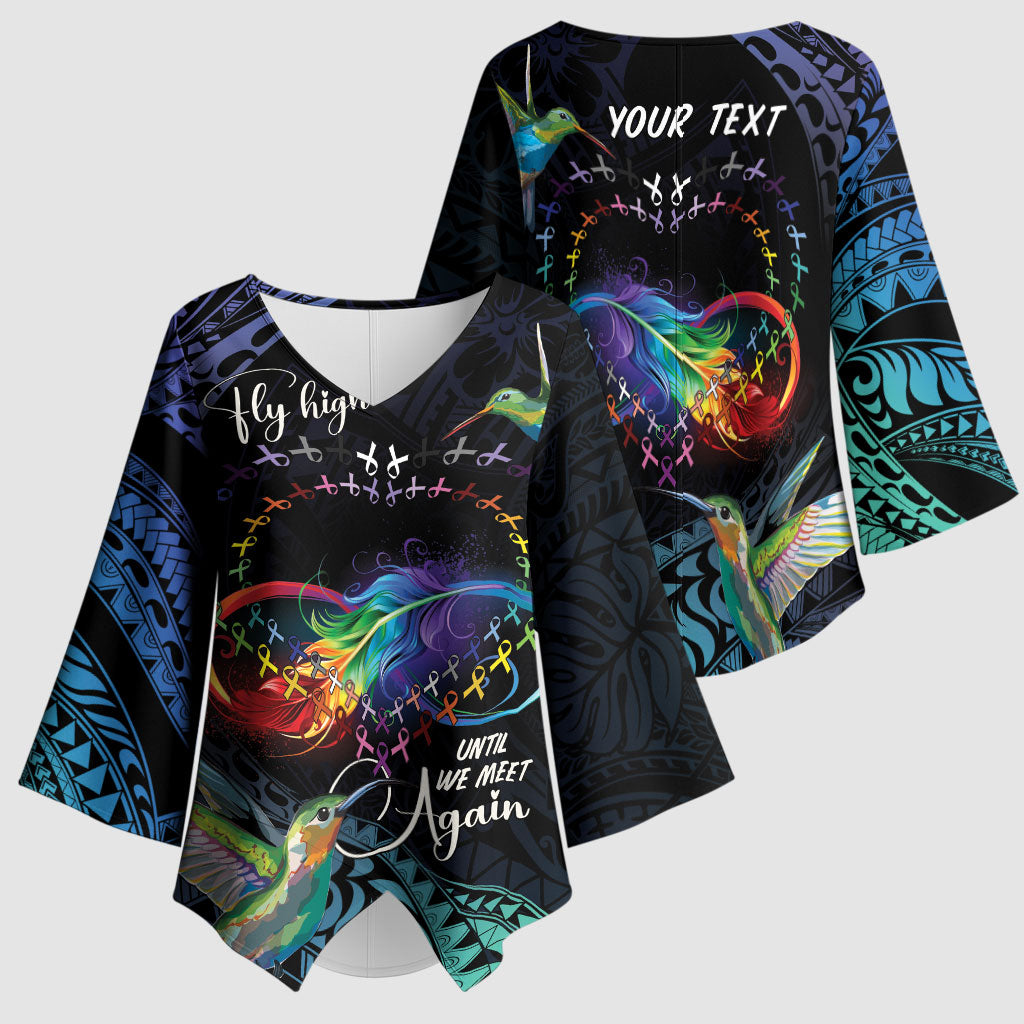 Polynesian Hummingbird - Fly High Until We Meet Again Personalized Kimono Sleeve Blouse