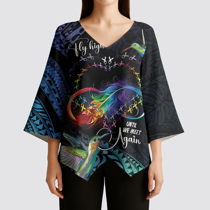 Polynesian Hummingbird - Fly High Until We Meet Again Personalized Kimono Sleeve Blouse