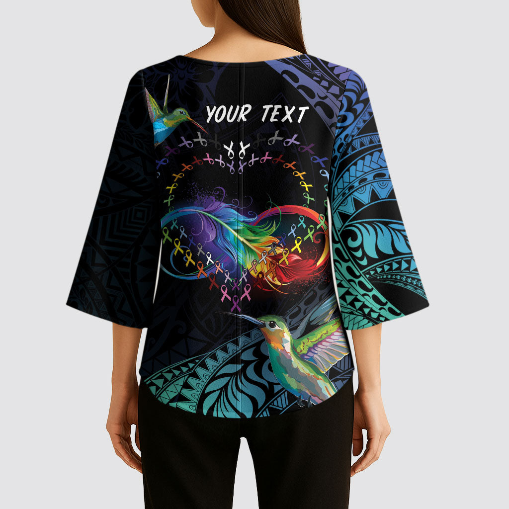 Polynesian Hummingbird - Fly High Until We Meet Again Personalized Kimono Sleeve Blouse