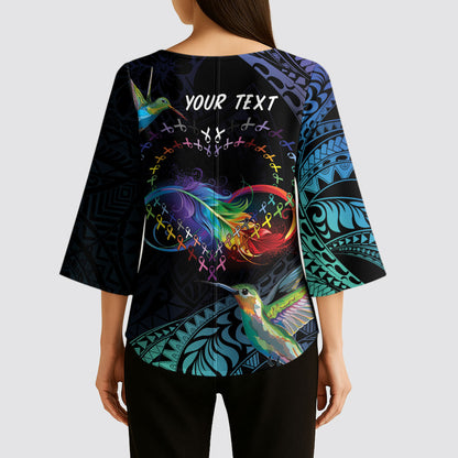 Polynesian Hummingbird - Fly High Until We Meet Again Personalized Kimono Sleeve Blouse