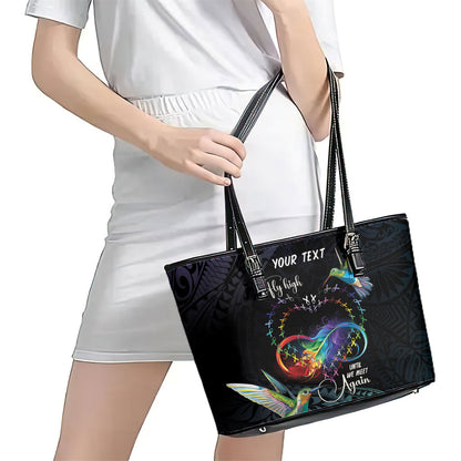Polynesian Hummingbird - Fly High Until We Meet Again Personalized Leather Tote Bag
