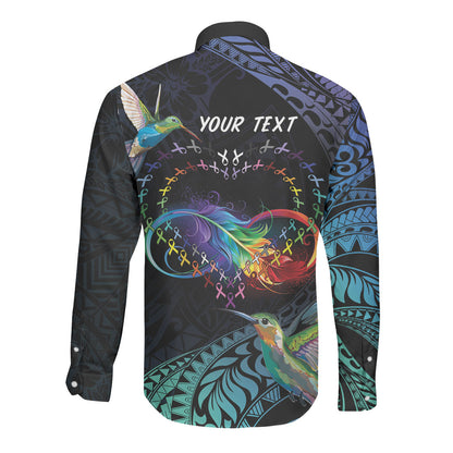 Polynesian Hummingbird - Fly High Until We Meet Again Personalized Long Sleeve Button Shirt