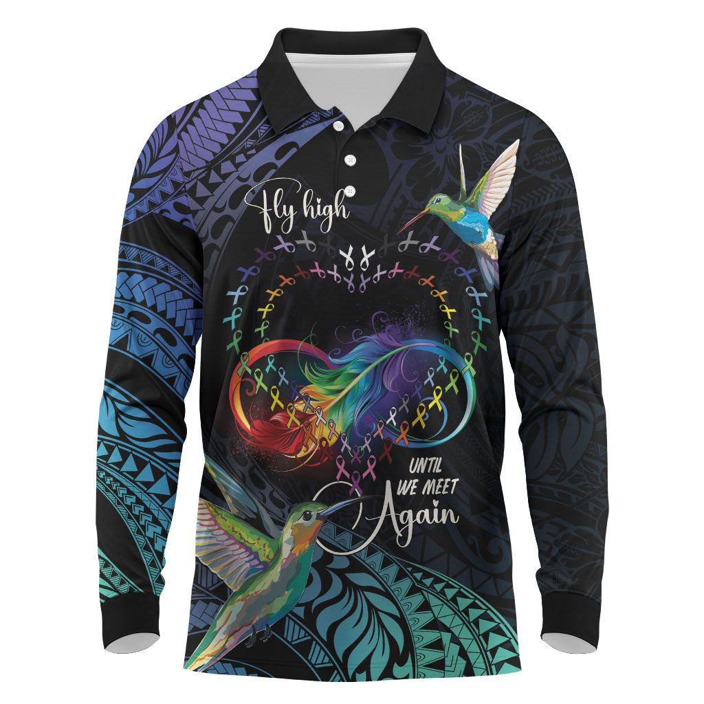 Polynesian Hummingbird - Fly High Until We Meet Again Personalized Long Sleeve Polo Shirt