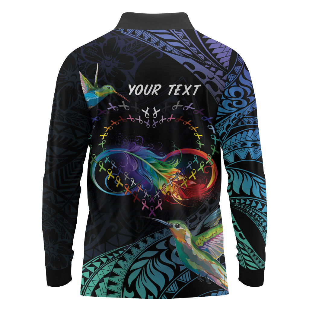 Polynesian Hummingbird - Fly High Until We Meet Again Personalized Long Sleeve Polo Shirt