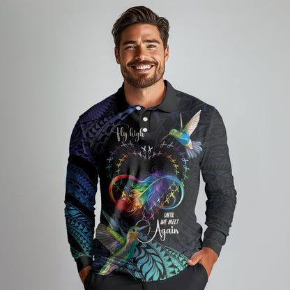 Polynesian Hummingbird - Fly High Until We Meet Again Personalized Long Sleeve Polo Shirt