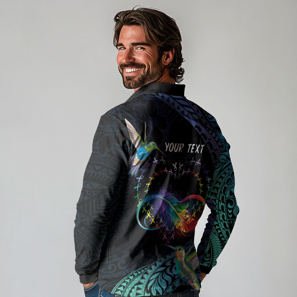 Polynesian Hummingbird - Fly High Until We Meet Again Personalized Long Sleeve Polo Shirt