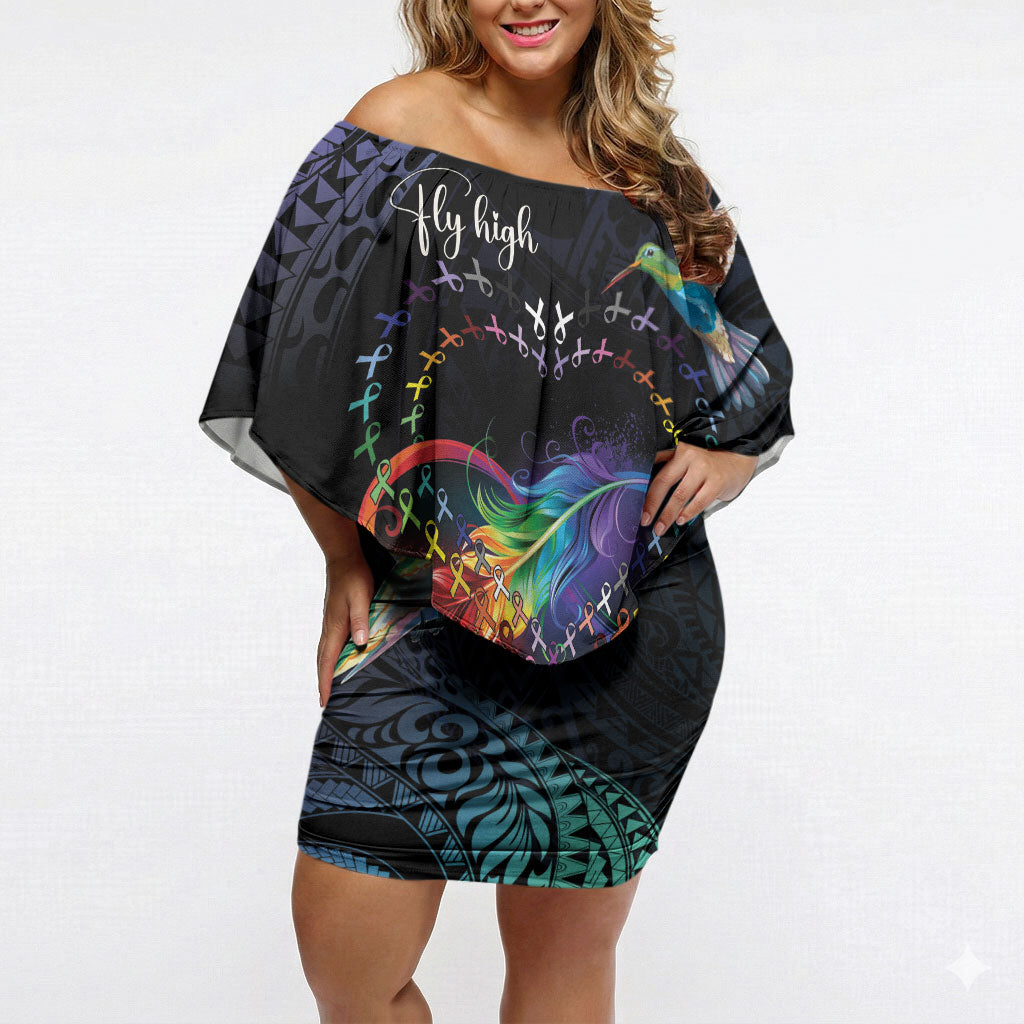 Polynesian Hummingbird - Fly High Until We Meet Again Personalized Off Shoulder Short Dress