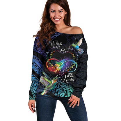 Polynesian Hummingbird - Fly High Until We Meet Again Personalized Off Shoulder Sweater