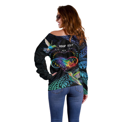 Polynesian Hummingbird - Fly High Until We Meet Again Personalized Off Shoulder Sweater
