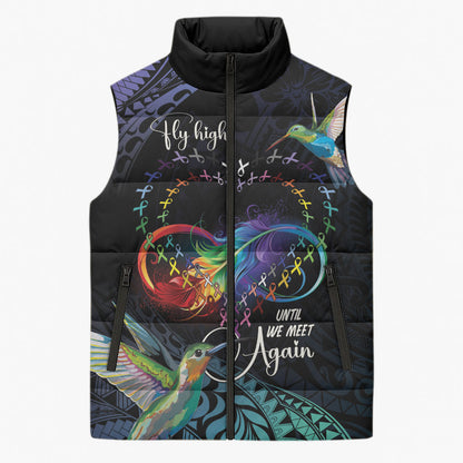 Polynesian Hummingbird - Fly High Until We Meet Again Personalized Sleeveless Puffer Jacket