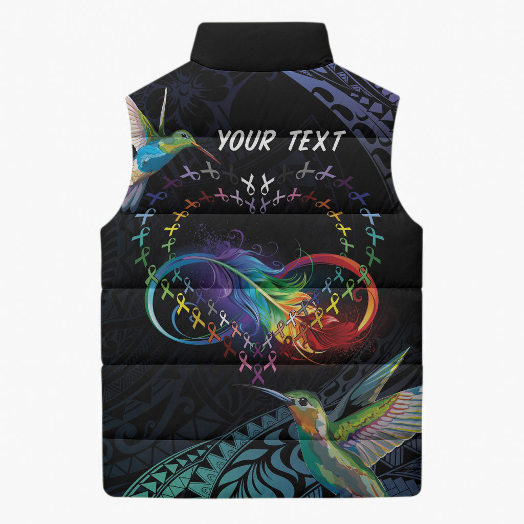 Polynesian Hummingbird - Fly High Until We Meet Again Personalized Sleeveless Puffer Jacket