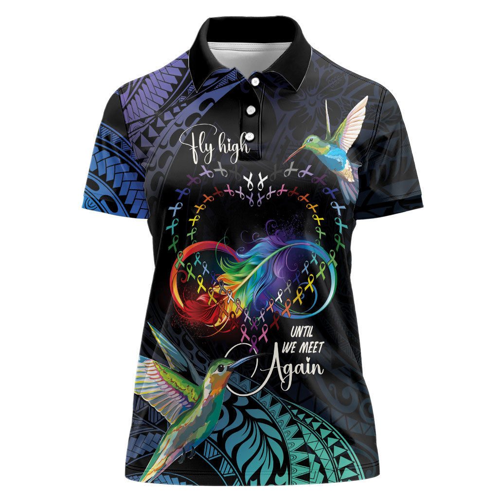 Polynesian Hummingbird - Fly High Until We Meet Again Personalized Women Polo Shirt
