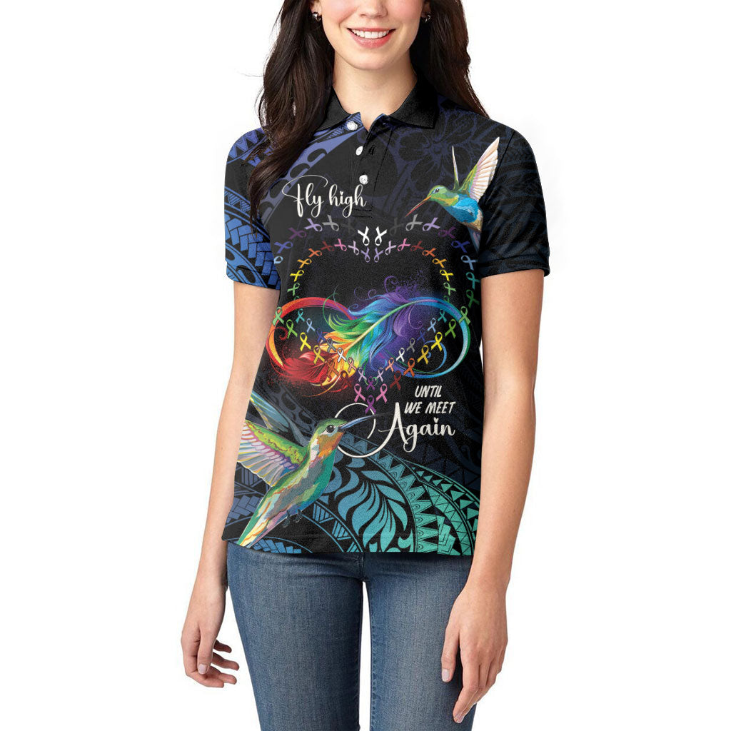 Polynesian Hummingbird - Fly High Until We Meet Again Personalized Women Polo Shirt