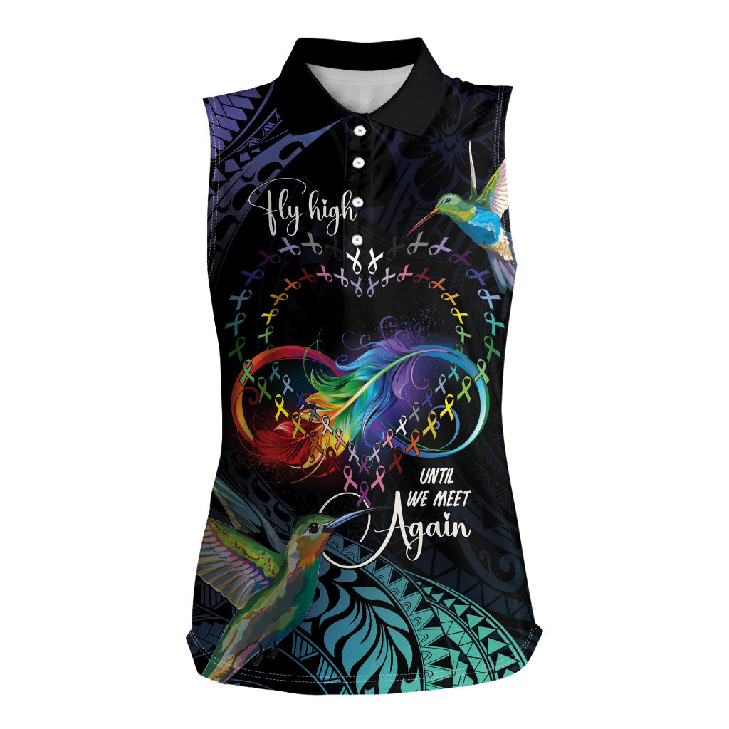 Polynesian Hummingbird - Fly High Until We Meet Again Personalized Women Sleeveless Polo Shirt
