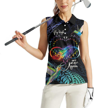 Polynesian Hummingbird - Fly High Until We Meet Again Personalized Women Sleeveless Polo Shirt