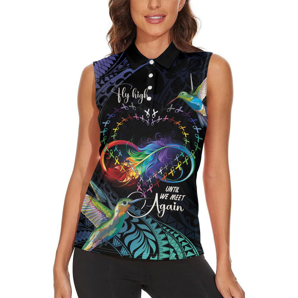 Polynesian Hummingbird - Fly High Until We Meet Again Personalized Women Sleeveless Polo Shirt