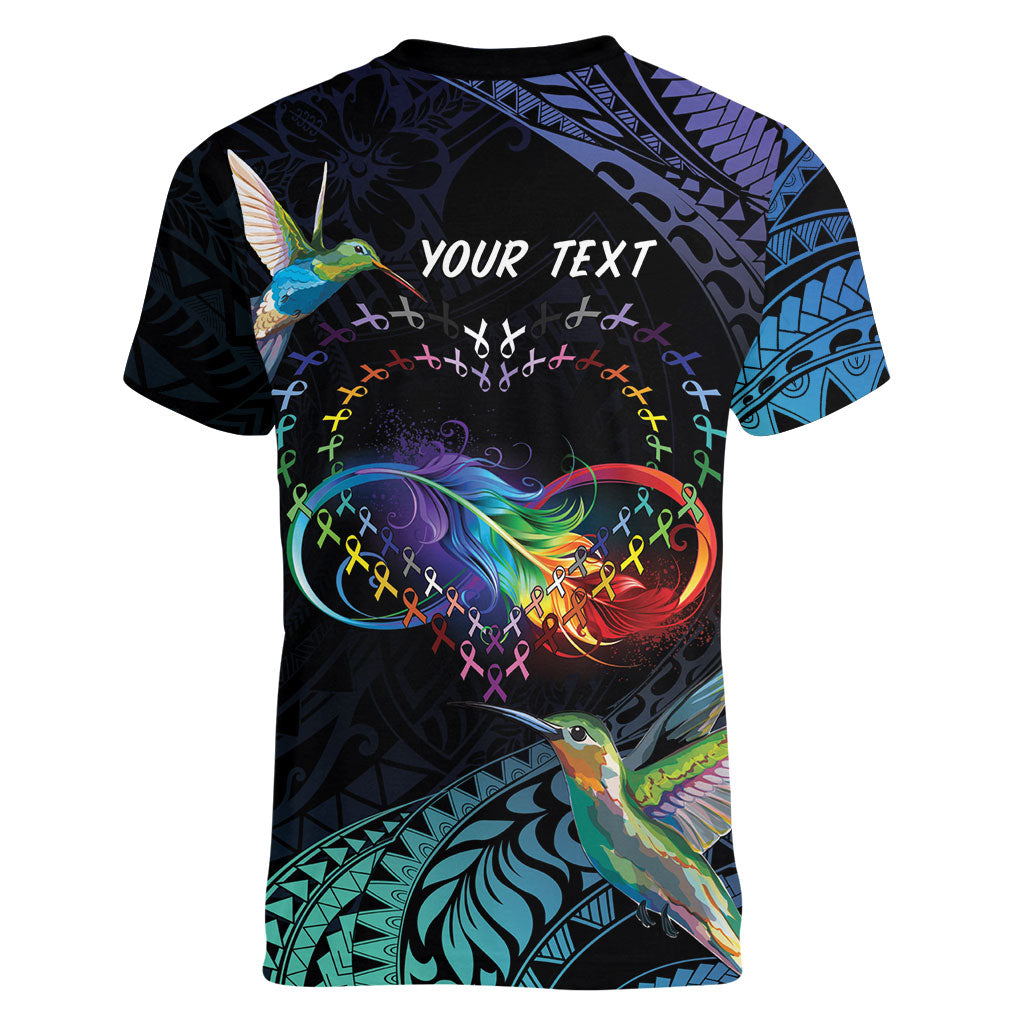 Polynesian Hummingbird - Fly High Until We Meet Again Personalized Women V-Neck T-Shirt