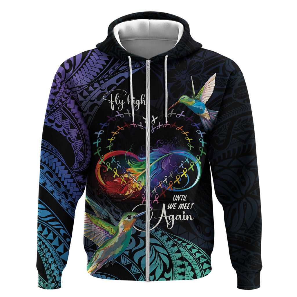 Polynesian Hummingbird - Fly High Until We Meet Again Personalized Zip Hoodie