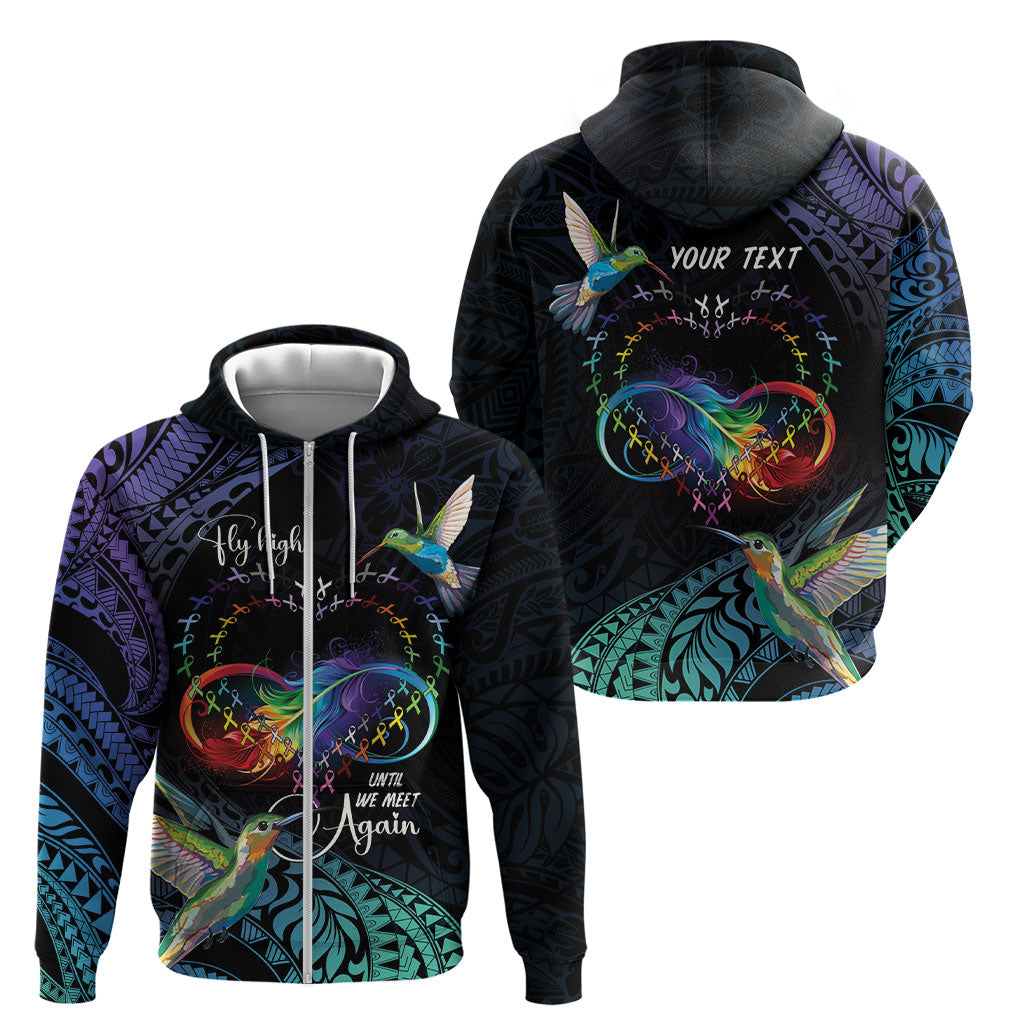 Polynesian Hummingbird - Fly High Until We Meet Again Personalized Zip Hoodie