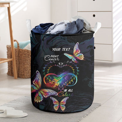 Fight Cancer In All Colors Personalized Laundry Basket Whimsical Butterflies