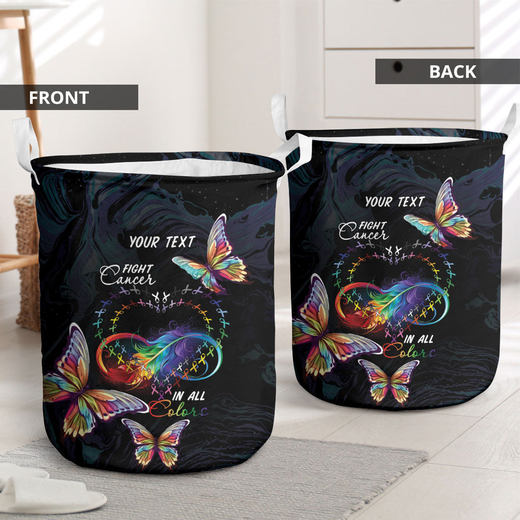 Fight Cancer In All Colors Personalized Laundry Basket Whimsical Butterflies