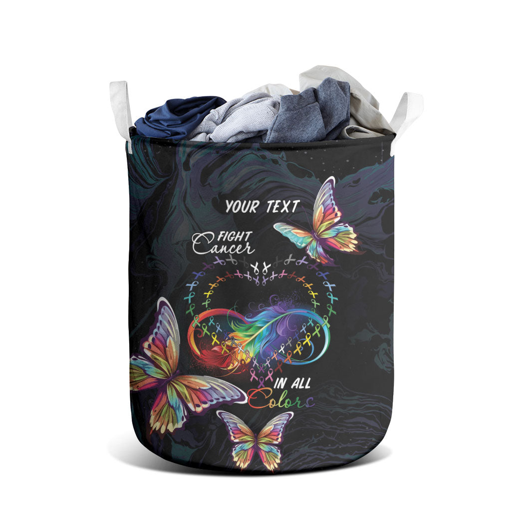 Fight Cancer In All Colors Personalized Laundry Basket Whimsical Butterflies
