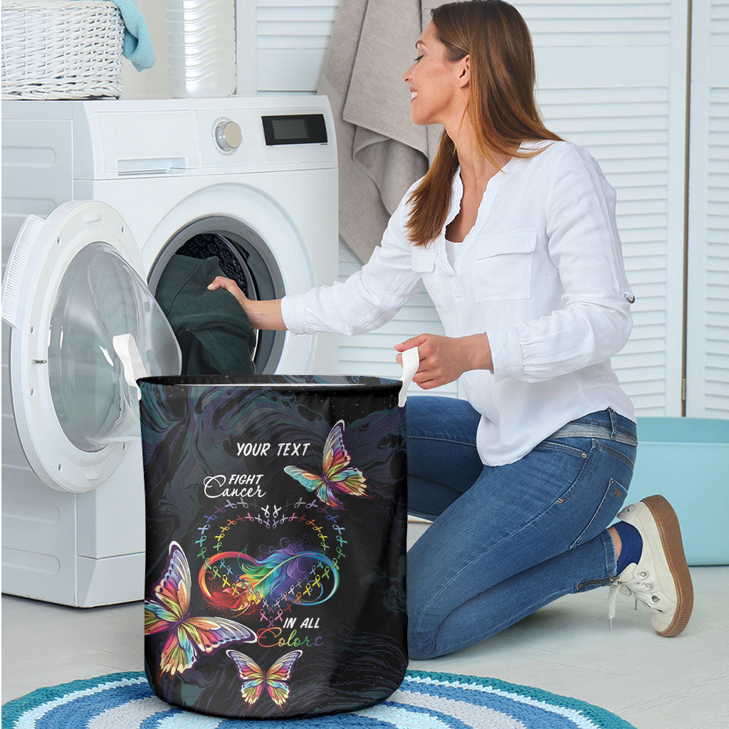 Fight Cancer In All Colors Personalized Laundry Basket Whimsical Butterflies