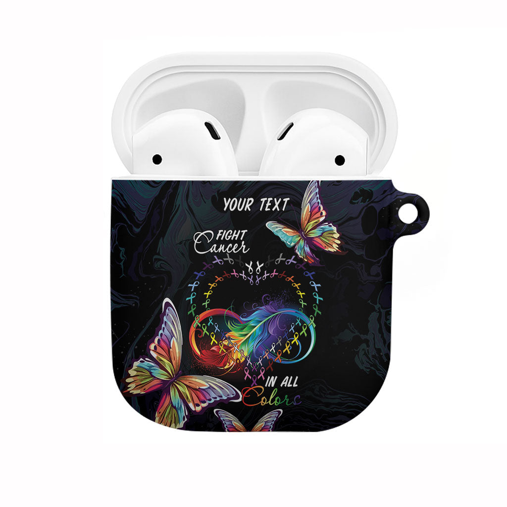 Fight Cancer In All Colors Personalized AirPods Case Whimsical Butterflies