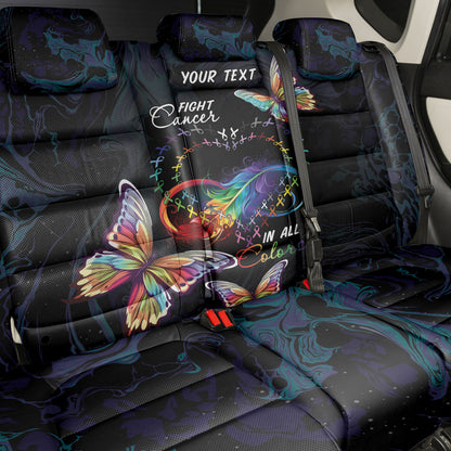 Fight Cancer In All Colors Personalized Back Car Seat Cover Whimsical Butterflies