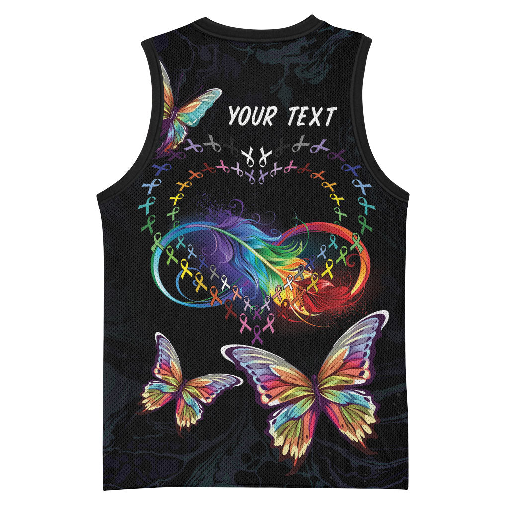 Fight Cancer In All Colors Personalized Basketball Jersey Whimsical Butterflies