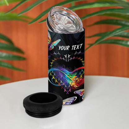 Fight Cancer In All Colors Personalized 4 in 1 Can Cooler Tumbler Whimsical Butterflies