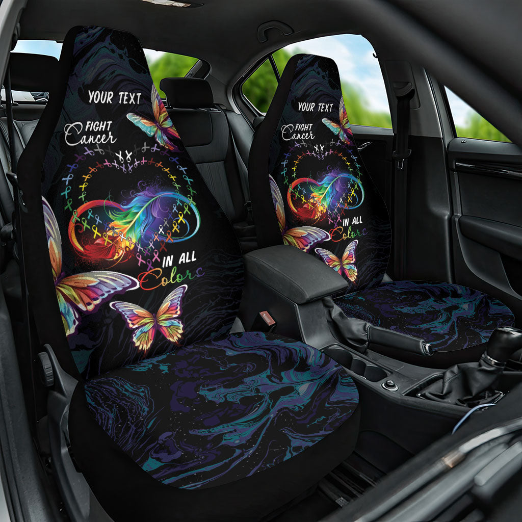 Fight Cancer In All Colors Personalized Car Seat Cover Whimsical Butterflies